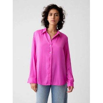 GAP 417094-03 Saténová košile Boyfriend Růžová