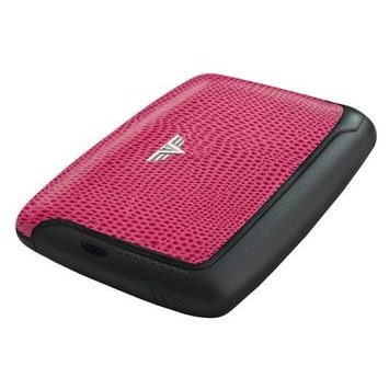 TRU VIRTU Card Case PEARL - leather Lizzard Fuchsia