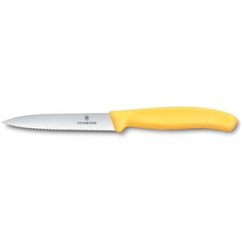VICTORINOX Swiss Classic, paring knife, 10cm, wavy, pointed tip, yellow