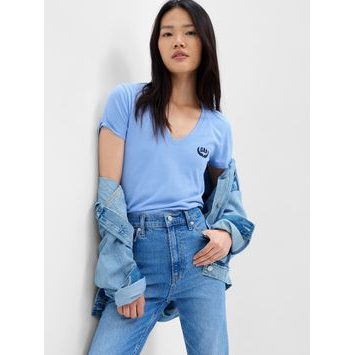 GAP 795745-00 Tričko s výstřihem do V Modrá