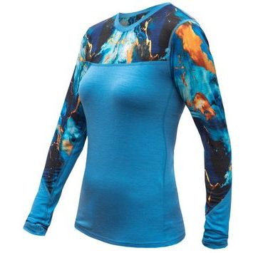 SENSOR MERINO IMPRESS dámské triko dl.rukáv modrá/universe