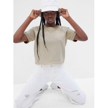 GAP 626677-00 Dětské tričko crop Béžová