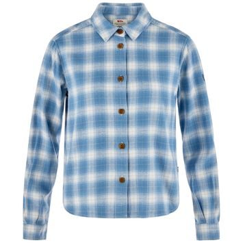 FJÄLLRÄVEN Övik Boxy Flannel Shirt W Eggshell-Dawn Blue