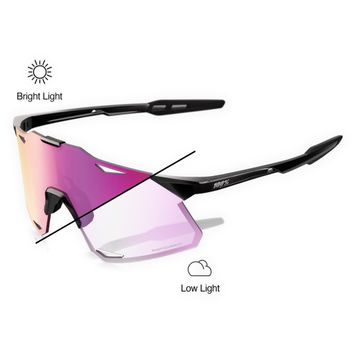 100% HYPERCRAFT - Gloss Black - Photochromic Purple Mirror