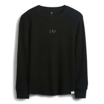 GAP 853813-00 Dětské tričko s vaflovým vzorem Černá