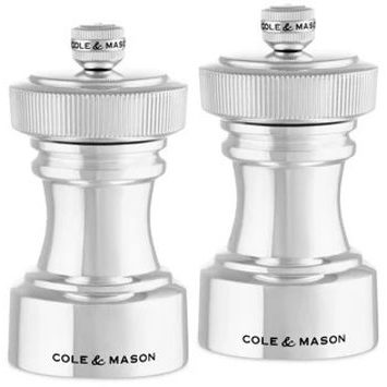 COLE&MASON Hoxton Stainless Steel Silver Plate Precision+ salt and pepper grinder set