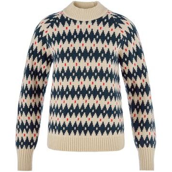 FJÄLLRÄVEN Övik Jacquard Knit W Light Beige-Dark Navy