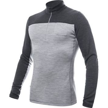 SENSOR MERINO BOLD pánské triko dl.rukáv zip cool gray/anthracite