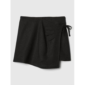 GAP 407530-00 Dětská lněná kraťasová sukně Černá