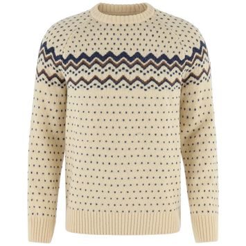 FJÄLLRÄVEN Övik Knit Sweater M Light Beige-Navy