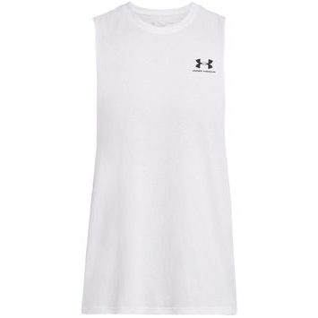 UNDER ARMOUR LEFT CHEST CUT OFF TANK-WHT