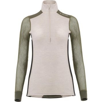 ACLIMA Hiking Crew Neck shirt, Woman Beige Melange/Tarmac/Jet Black