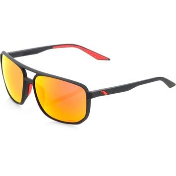 100% KONNOR AVIATOR SQUARE - Soft Tact Black - HiPER Red Multilayer Mirror Lens