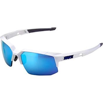 100% SPEEDCOUPE - MATTE WHITE - HIPER BLUE MULTILAYER MIRROR LENS