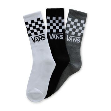 VANS DROP V CLASSIC CHECK CREW SOCK, WHITE/BLACK/HEATHERGREY