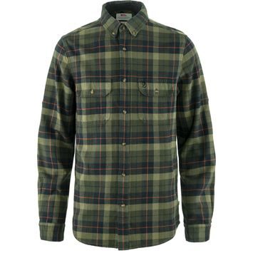 FJÄLLRÄVEN Singi Heavy Flannel Shirt M Black-Deep Forest