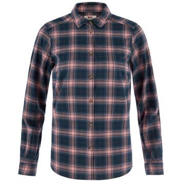 FJÄLLRÄVEN Övik Classic Flannel Shirt W Dark Navy-Ash Rose