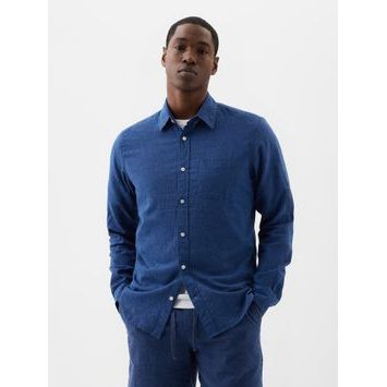GAP 885302-06 Lněná košile standard Tmavě modrá
