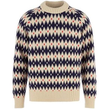 FJÄLLRÄVEN Övik Jacquard Knit M Light Beige-Dark Navy