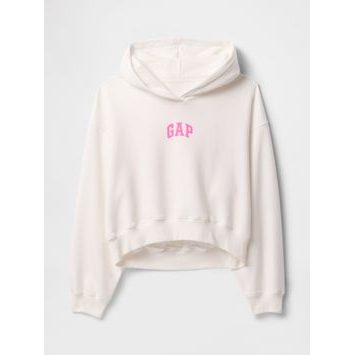 GAP Mikina s kapucí Logo Cropped Bílá