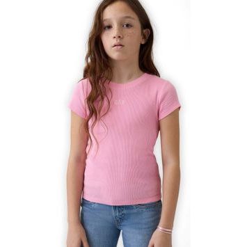 GAP 887298-02 Dětské žebrované tričko s logem Růžová