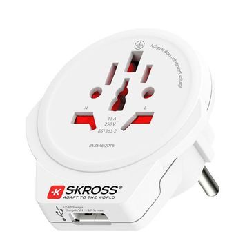 SKROSS PA30USB cestovní adaptér Europe USB pro cizince v ČR, USB-A 12W, typ E/F