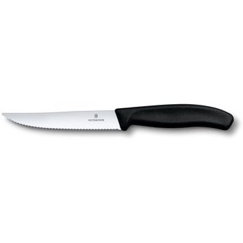 VICTORINOX Swiss Classic, steak & pizza knife, 12cm, wavy, black