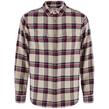 FJÄLLRÄVEN Övik Heavy Flannel Shirt M Light Fossil-Deep Red