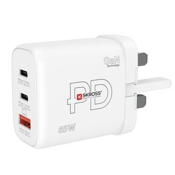 SKROSS DC57UK-PD65 USB A+C nabíjecí adaptér Power charger 65W GaN UK, Power Delivery, typ G