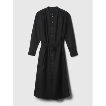 GAP Lněné midi šaty Černá