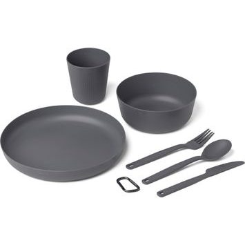 SEA TO SUMMIT Camp Dinnerware Set w/ Mesh Sack - [6 Piece Grey Charcoal