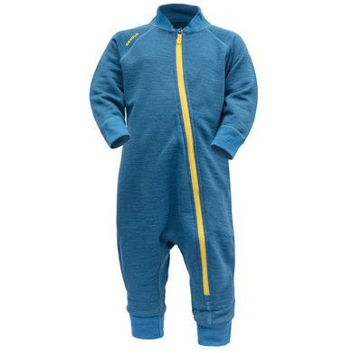 DEVOLD Nibba Baby Wool Playsuit Blue Melange