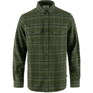 FJÄLLRÄVEN Övik Heavy Flannel Shirt M Deep Forest-Laurel Green