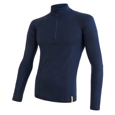 SENSOR MERINO DF men's long shirt. sleeve zipper deep blue