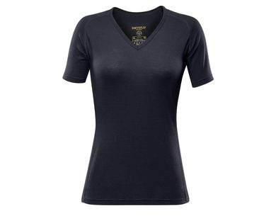 DEVOLD Breeze Woman T-Shirt V-Neck Black/Dark Grey