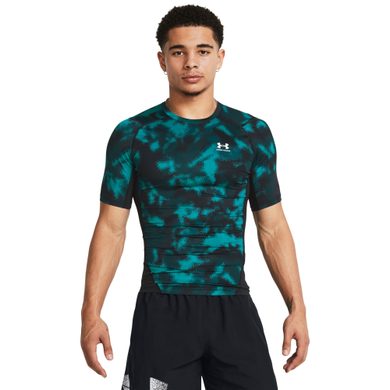 UNDER ARMOUR HG Armour Printed SS, Hydro Teal / White