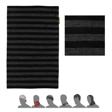 SENSOR TUBE MERINO WOOL scarf multifunctional black/dark grey stripes