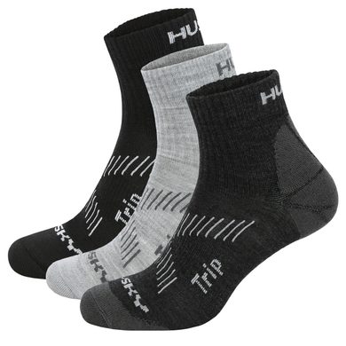 HUSKY Ponožky Trip 3pack černá/sv. šedá/tm. šedá