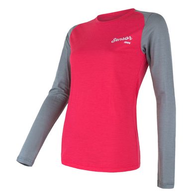 SENSOR MERINO ACTIVE PT LOGO women's long sleeve shirt magenta/grey