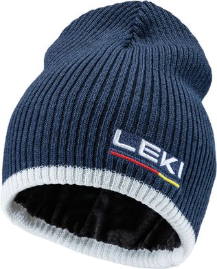 LEKI Wool Beanie, dark denim-white-poppy red