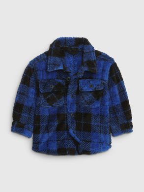 GAP 486637-00 Baby košilová bunda sherpa Tmavě modrá