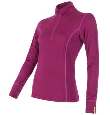 SENSOR MERINO ACTIVE women's long sleeve shirt with zipper, lilla