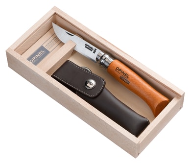 OPINEL VRI N°08 Carbon pouzdro, dřevěný box