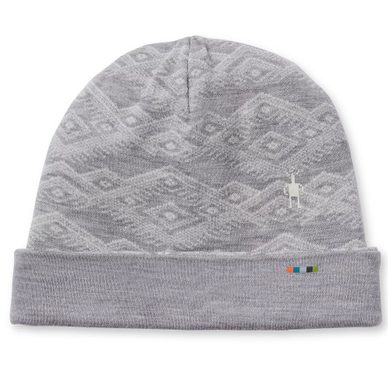 SMARTWOOL MERINO 250 PATTERN CUFFED BEANIE, light gray mountain fairisle