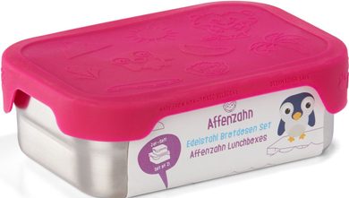 AFFENZAHN Stainless Steel Lunchbox Set Owl, silver pink