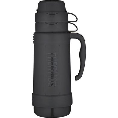 THERMOS Glass thermos with two cups 1,8 l black