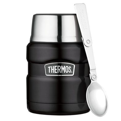 THERMOS Food thermos with folding spoon and cup 470 ml mat black