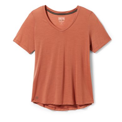 SMARTWOOL W ACTIVE ULTRALITE V-NECK SHORT SLEEVE, copper