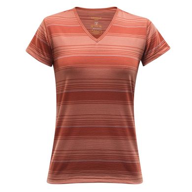 DEVOLD Breeze Woman T-Shirt V-Neck mecca stripe