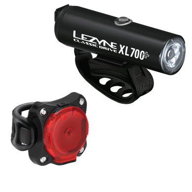 LEZYNE CLASSIC DRIVE XL 700+ / ZECTO DRIVE 200+ PAIR SATIN BLACK / BLACK